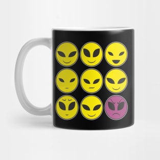 Funny Alien Heads And Facial Expressions As Pattern Mug